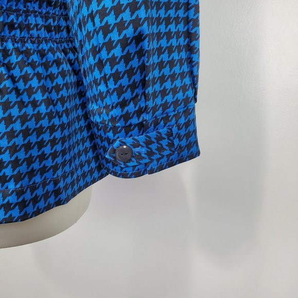 Joan Rivers Blue Black Houndstooth Button Front Blazer With Shirring Detail S - Picture 7 of 14